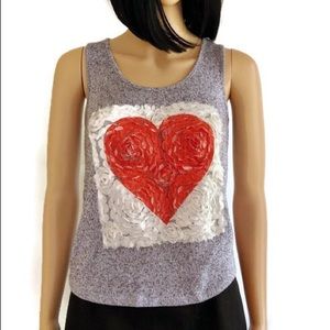 Rue21, XS gray racer back sweater with ❤️ decor
